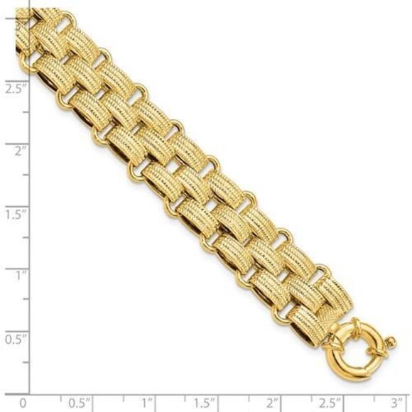 Leslie's 14K Gold Polished Basket Weave Fancy Bracelet - Picture 3 of 4